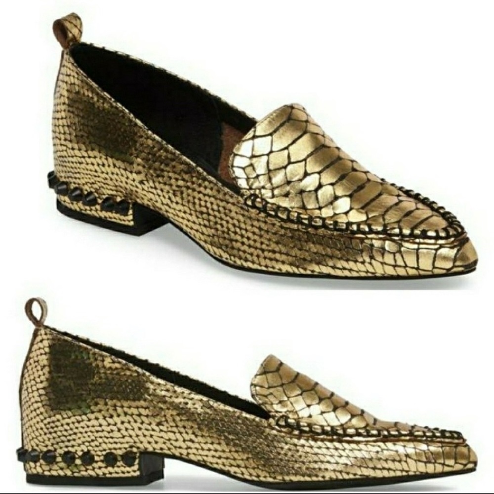 Jeffrey Campbell Barnett Gold Snakeskin Loafer 9
